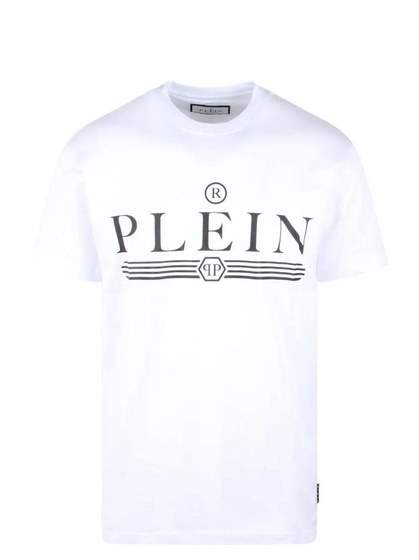 Philipp Plein - Round Neck Ss Logo T-Shirt - Größe M - weiß