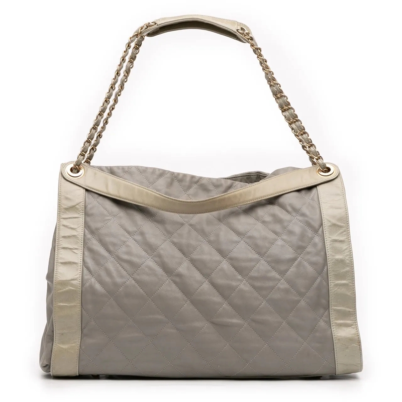 Chanel Schultertasche Quilted Lambskin In The Mix Tote grau