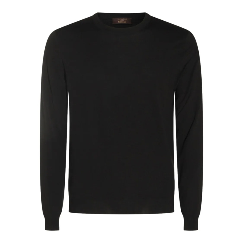 Zanone Pullover Fine-Knit Long-Sleeve Sweater With Ribbed Cuffs Black