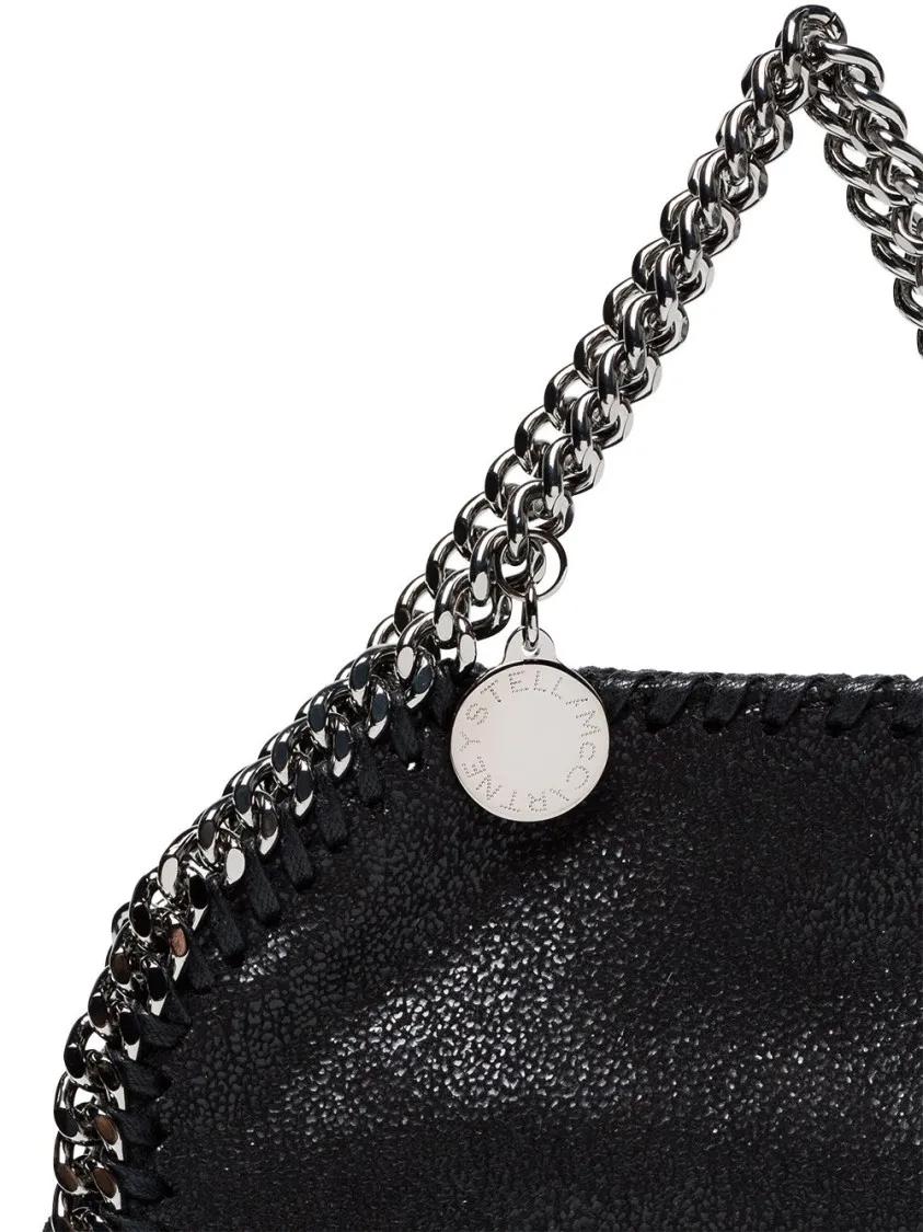 Stella Mccartney Hobo bags Compact Black Faux-Leather Shoulder Bag With Chain in zwart