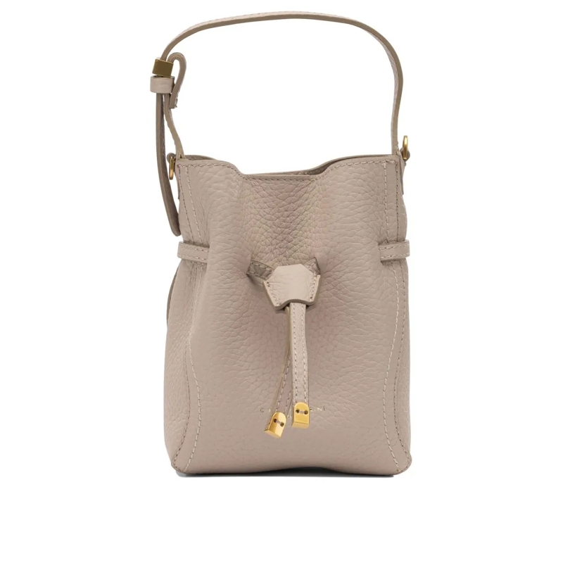 Gianni Chiarini Bucket Bag Textured Leather Handbag With Drawstring Closure Pink