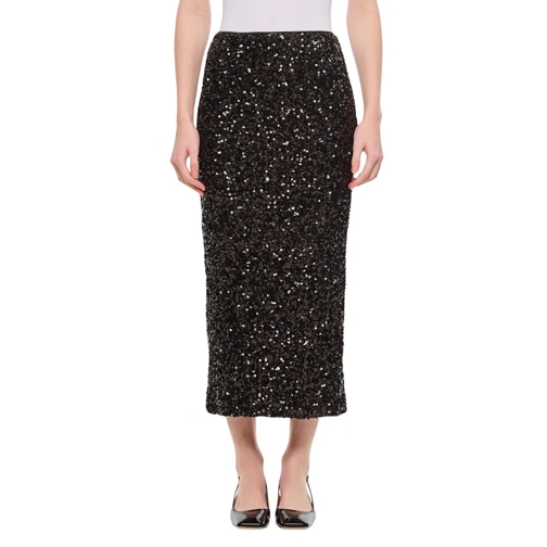 Rotate Bleistiftröcke Sequin Midi Pencil Skirt Black