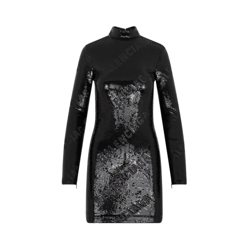 Balenciaga Mini-Kleider Turtleneck Black Mat Polyamide Dress Black