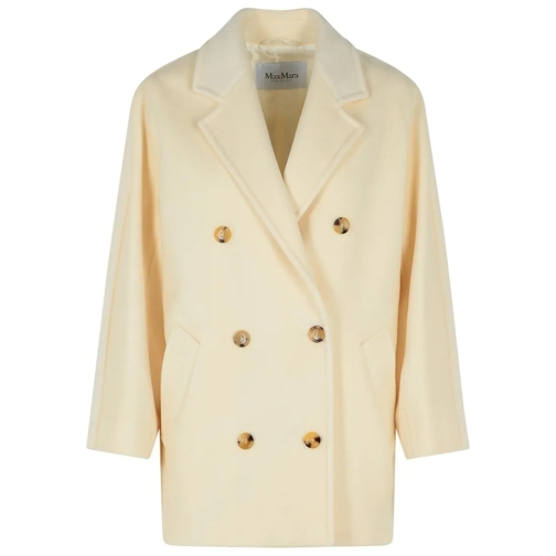 Max Mara  'Rebus' White Virgin Wool Coat Neutrals