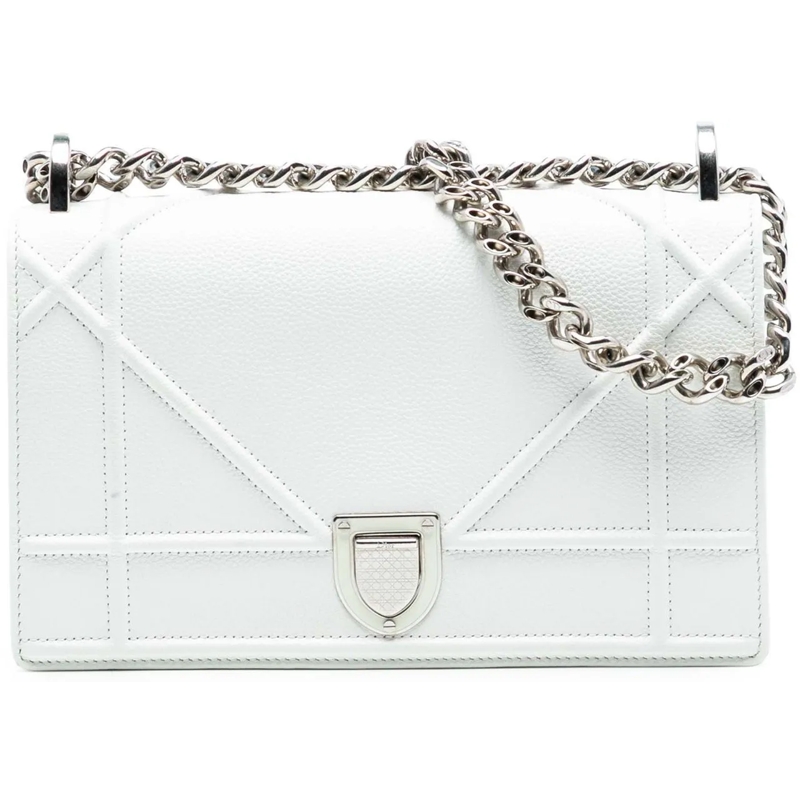 Christian Dior Schultertasche Small Grained Calfskin Diorama Flap weiß