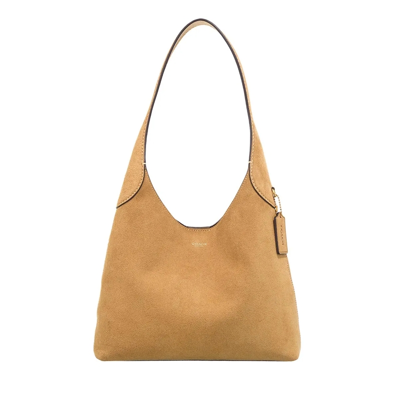 Coach Hobo Bag Suede Brooklyn Shoulder Bag Sand
