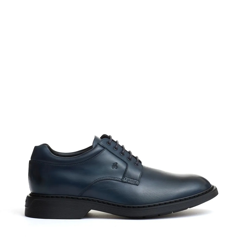 Hogan Chaussures à lacets Blue Leather Lace-Up With Striped Bottom Blue