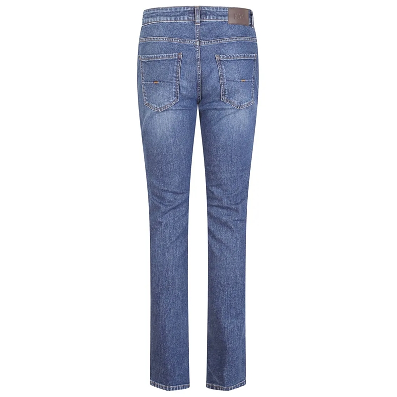 Fay Jeans Stretch Cotton Denim Jeans With Iconic Leather Pat Blue