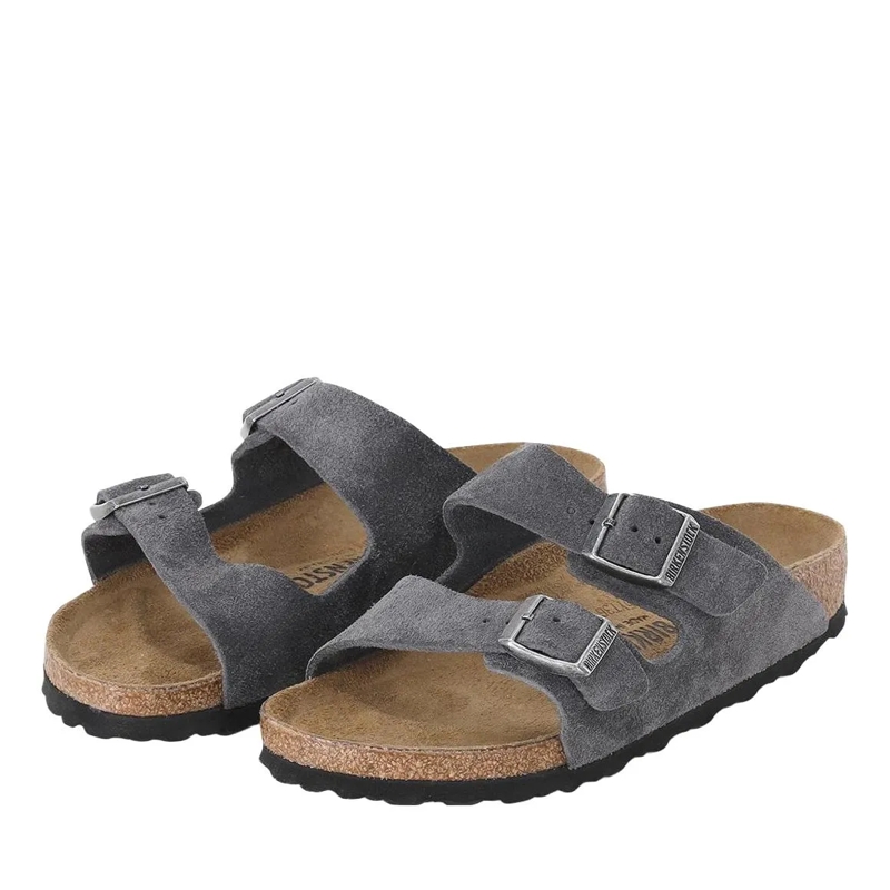 Birkenstock Chaussures à lacets Sandalen Arizona aus Veloursleder grau