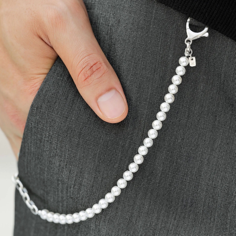 Kuzzoi Haarklammer Schmuckzubehör Herren Hosenkette Geldbörsenkette M silber(Image 5)