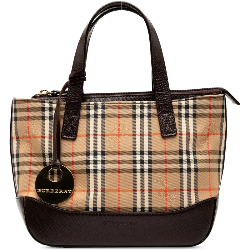 Burberry Tote Haymarket Check Canvas Handbag braun