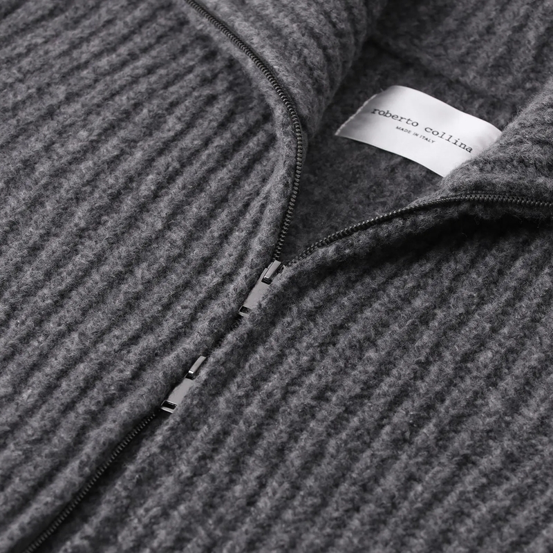Roberto Collina Pullover Strickjacke aus Woll-Mix grau(Image 3)