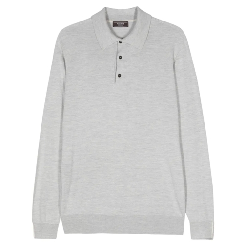 Peserico Polohemd Mélange Longsleeved Polo Shirt Grey