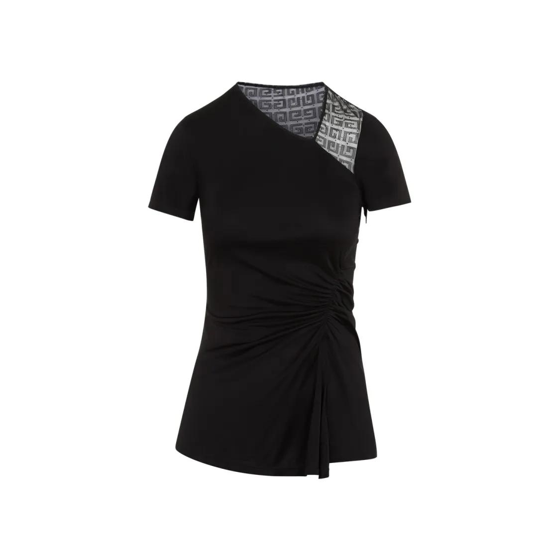 Givenchy - Black Asymmetric V-Neck Shirt - Größe 38 - schwarz