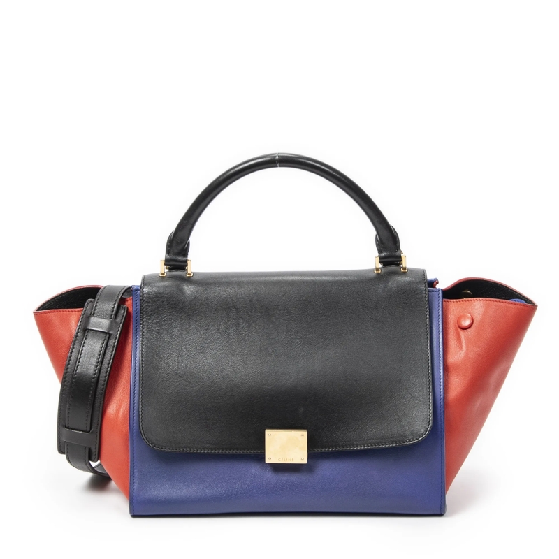 Celine Crossbody Bag Small Tricolor Trapeze blau