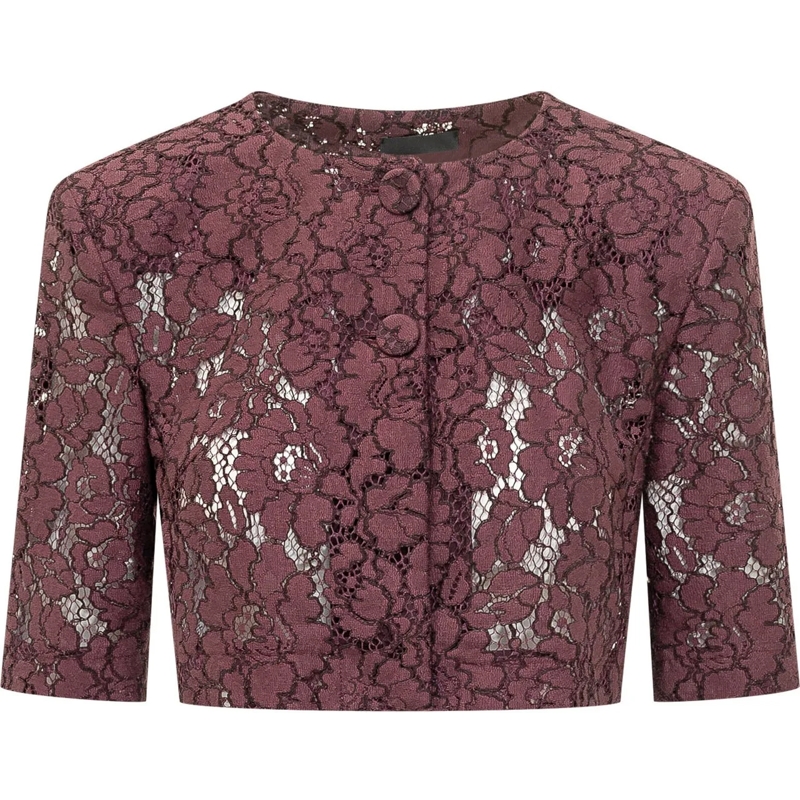 Pinko Haut à manches longues Spencer in pizzo floreale rose