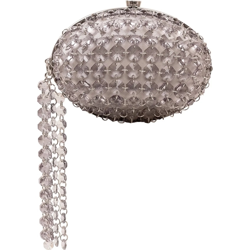 Self Portrait Clutch Clutch Ovale con Applicazioni Cristallo silber