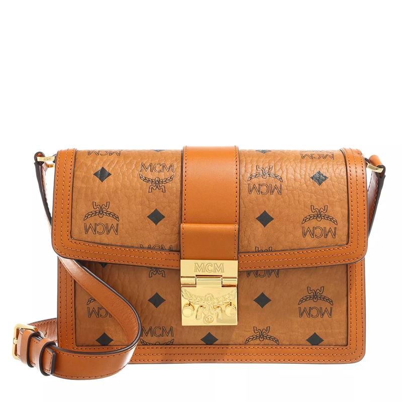 MCM Crossbody Bag Tracy Visetos Shoulder Small Cognac