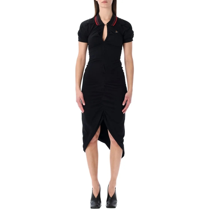 Vivienne Westwood Midikleid Fitted Midi Dress With Asymmetric Hem And Polo Col Black