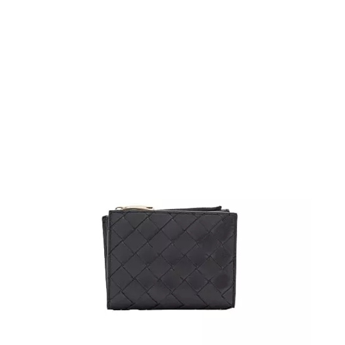 Bottega Veneta SMALL BI-FOLD LEATHER ZIP WALLET Black Bi-Fold Portemonnee