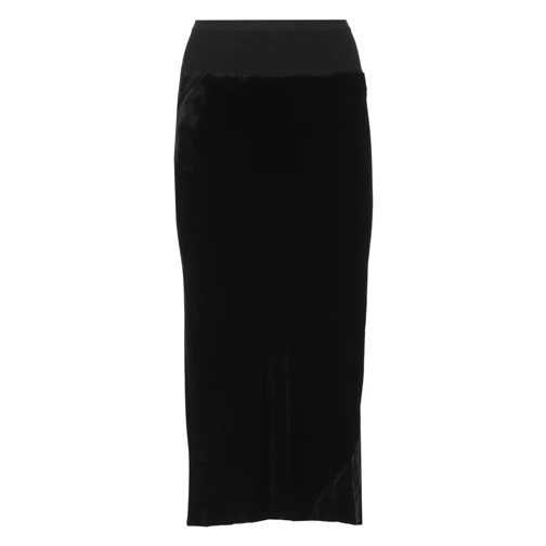 Rick Owens Black Velvet Skirt Black Jupes midi