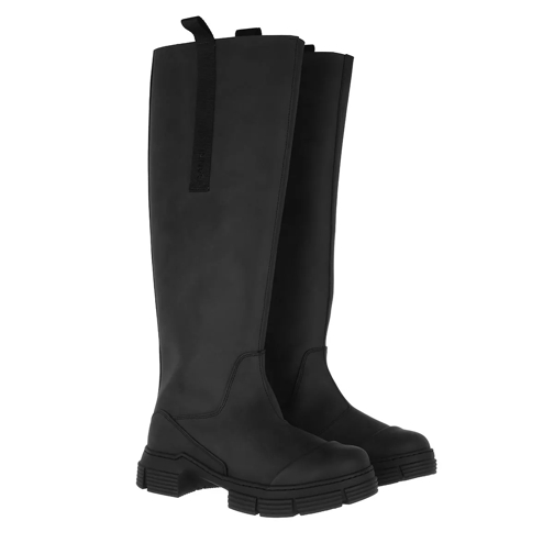 GANNI Recycled Rubber Country Boots Black Regenstiefel