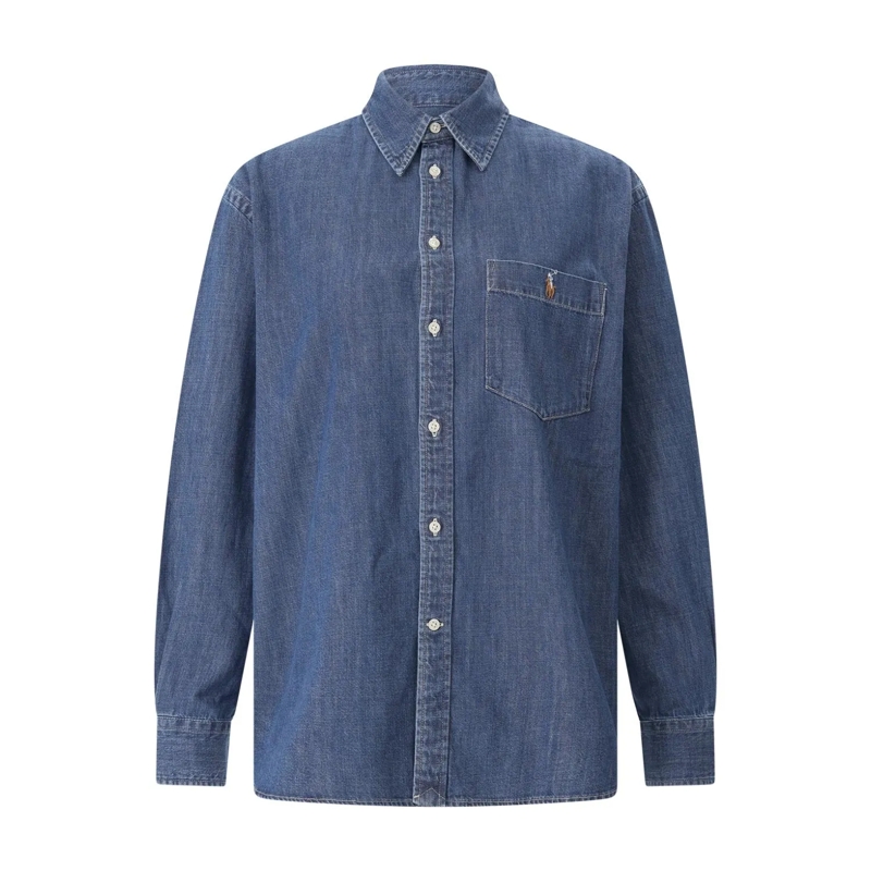Polo Ralph Lauren Chemisier Jeansbluse aus Baumwolle blau