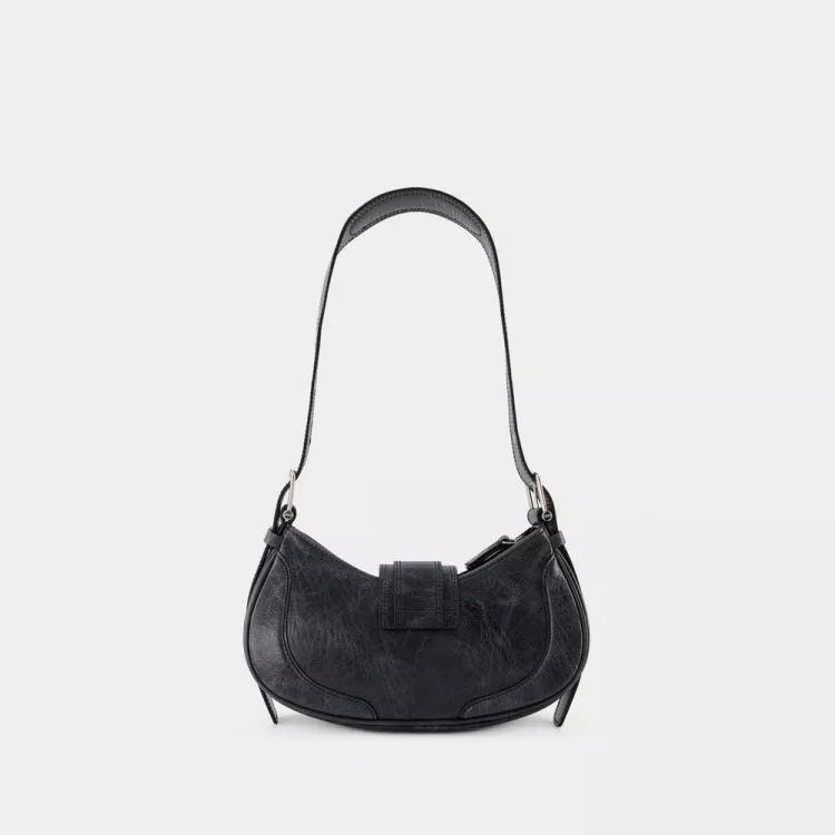 Osoi Shoppers Hobo Brocle Hobo Bag Black Leather in zwart