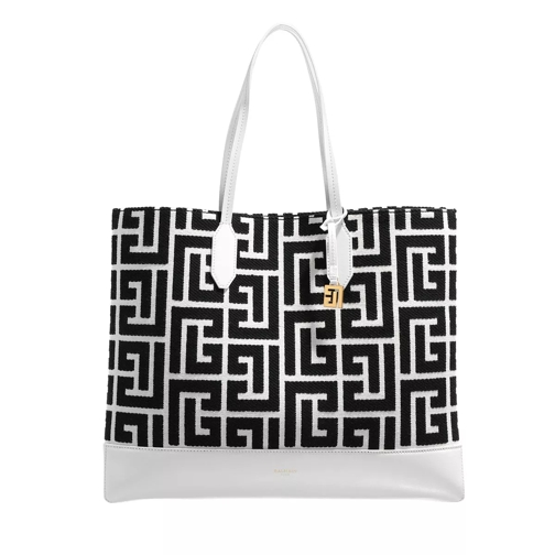 Balmain Large Folded Shopping Bag Jacquard White/Black Shopper