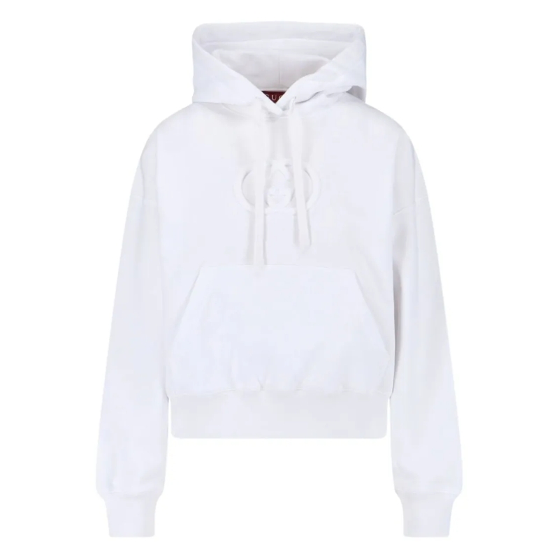 Gucci  Cropped White Hoodie With And Embossed Logo White