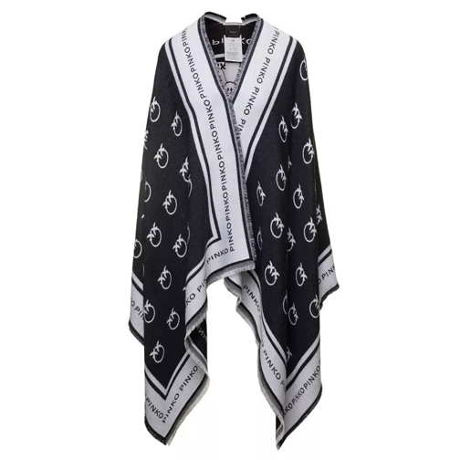 Pinko Two-Tone Shawl With 'All-Over' Print And Striped H Black 