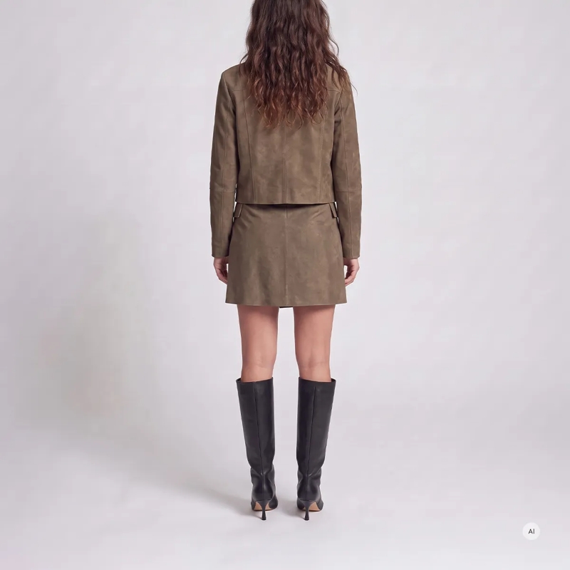 Marc Aurel Midirock Minirock- Wickeloptik- Wildleder-Optik vegan-  beige(Image 3)