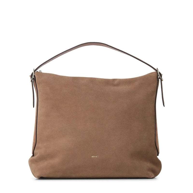 Abro Fourre-tout Hobo Bag Carina aus Veloursleder Hellbraun
