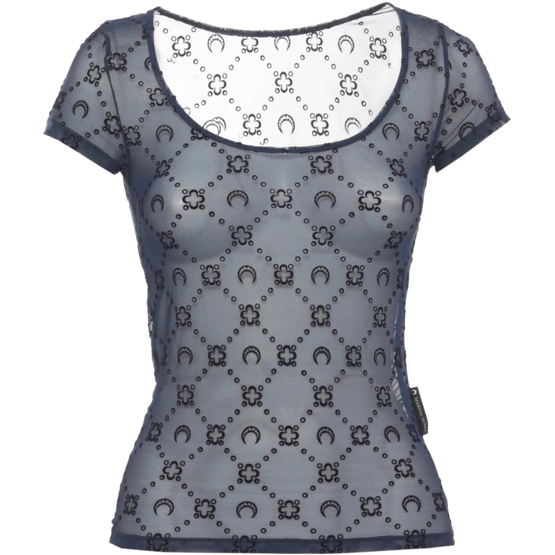 Marine Serre T-shirt T-Shirts And Polos Blue dunkelblau