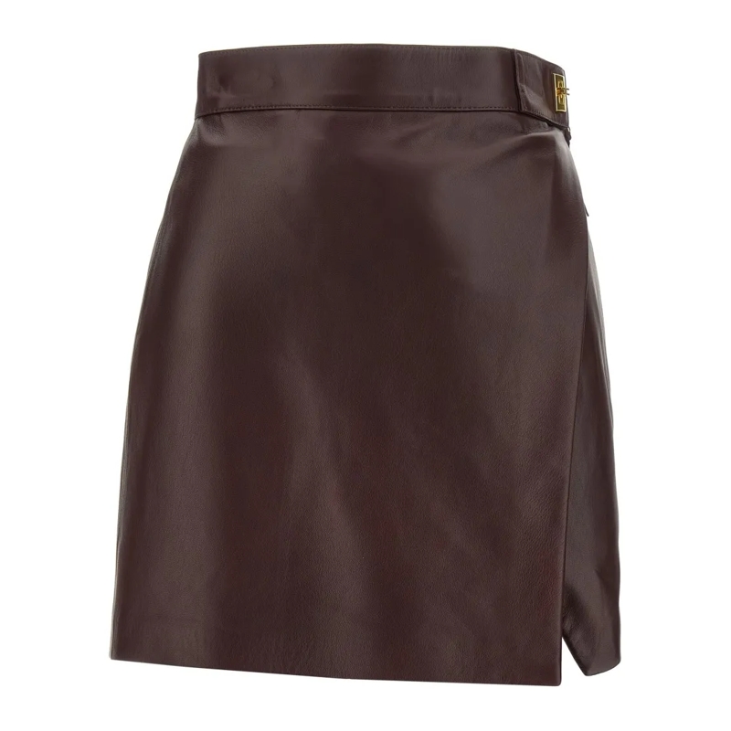 Elisabetta Franchi Jupe en cuir Nappa Leather Mini Skirt Burgundy