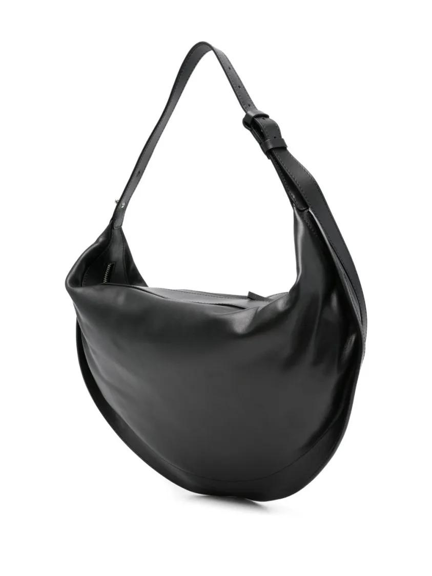 Thumbnail - Federico Cina Hobo Bags - Crescent-Shaped Shoulder Bag In Smooth Calfskin Le - Gr. unisize - in Schwarz - für Damen