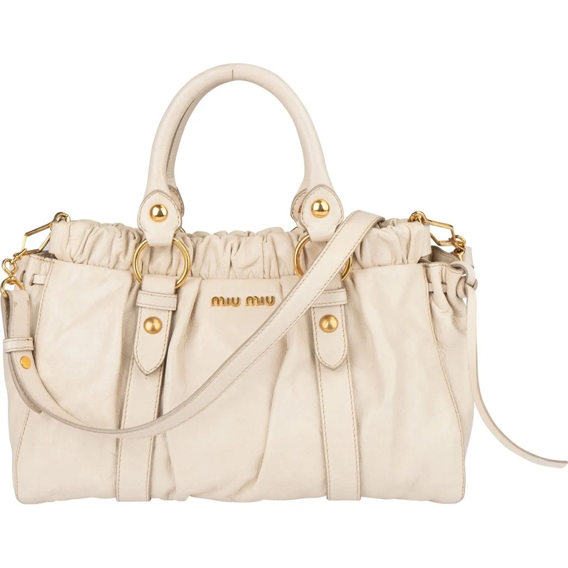Miu Miu Tote Miu Miu Leather City Handbag weiß