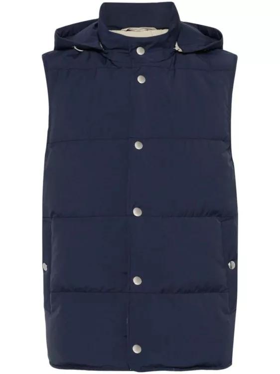 Eleventy - Navy Blue Hooded Padded Gilet - Größe 54 - blue