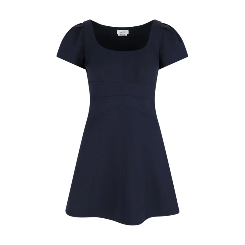 Alexander McQueen Minikleid Mini Dress In Navy Wool Blue