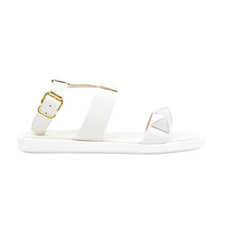 Janet & Janet Sandalen Flat Sandals With Geometric Embellishments Neutrals