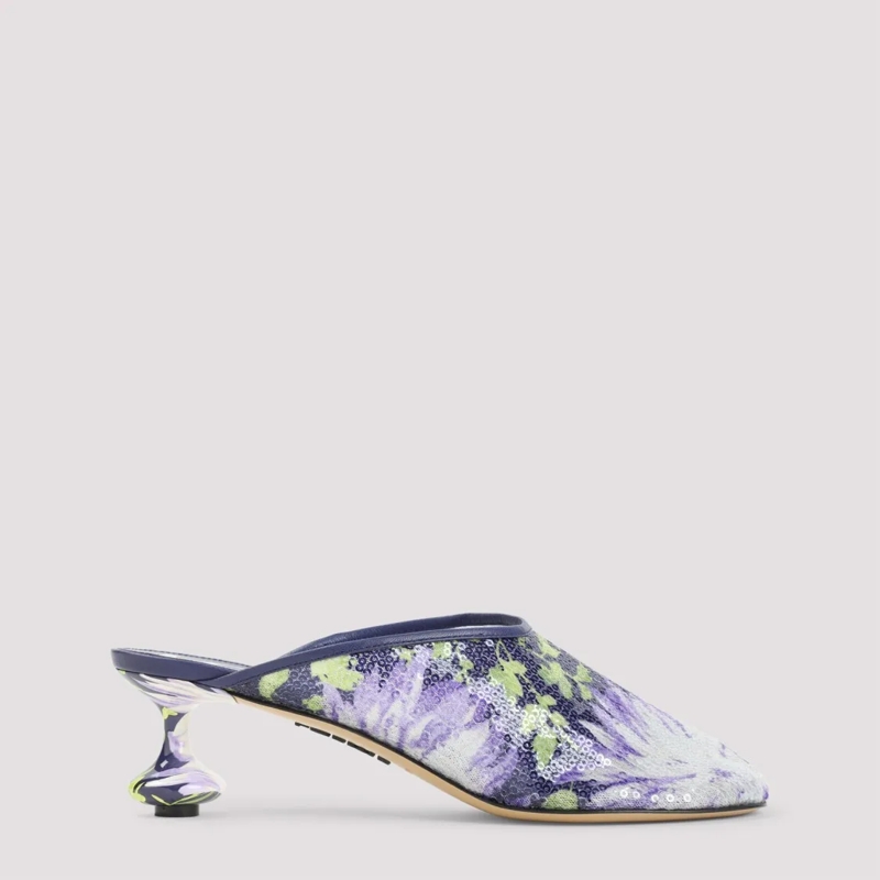 Loewe Mules Toy 45 Sequins Navy And Lilac Polyester Mules Blue