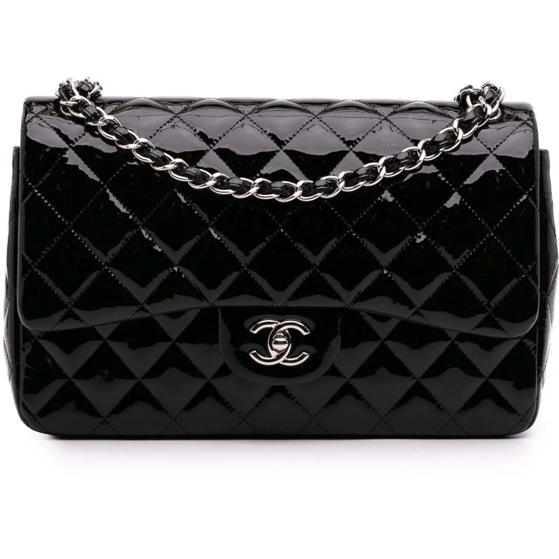 Chanel Sac à bandoulière Jumbo Classic Patent Double Flap schwarz