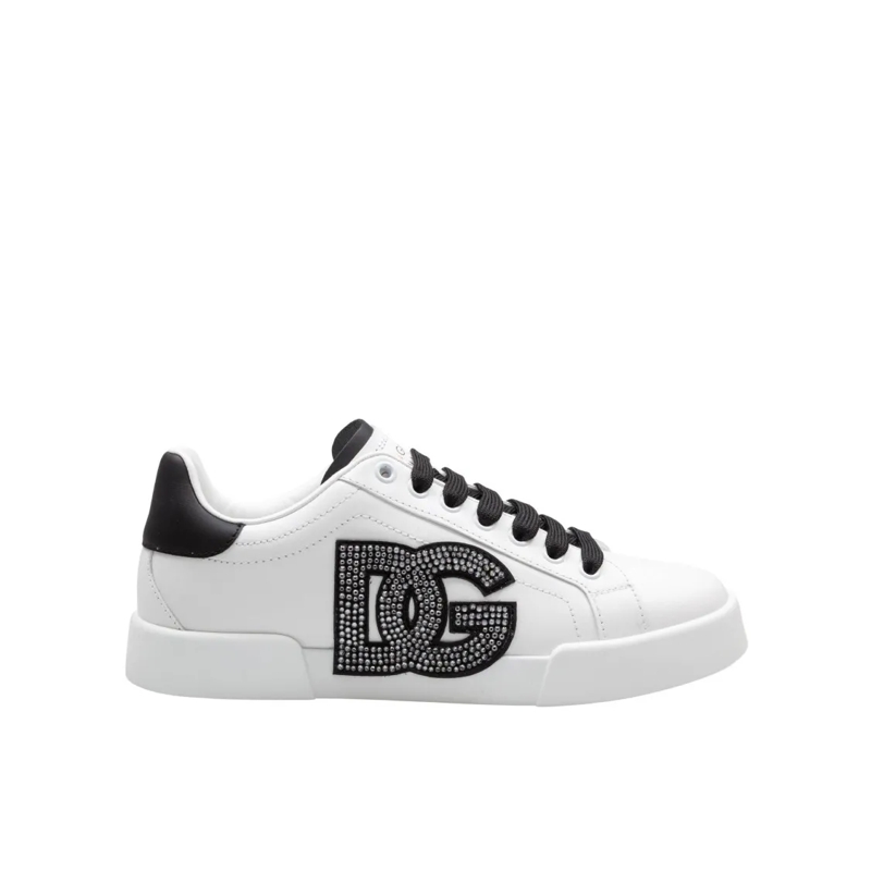 Dolce&Gabbana Low-Top-Sneaker Portofino Light Leather Sneakers With Dg Logo White