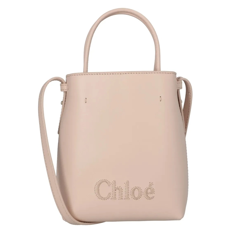 Chloé Fourre-tout Sense Micro Tote Bag In Soft Leather Beige Pink