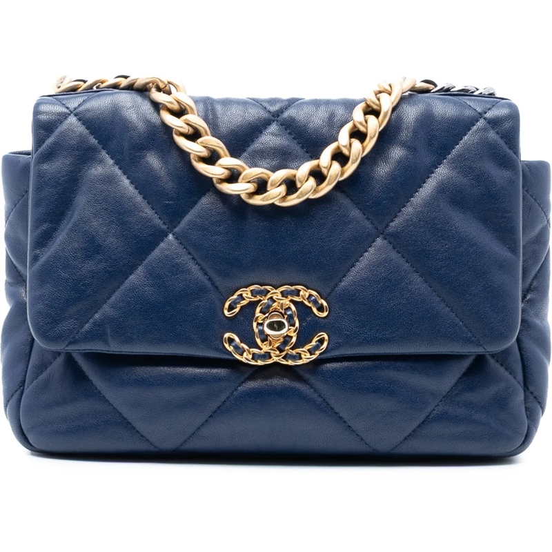 Chanel Schultertasche Medium Lambskin 19 Flap blau