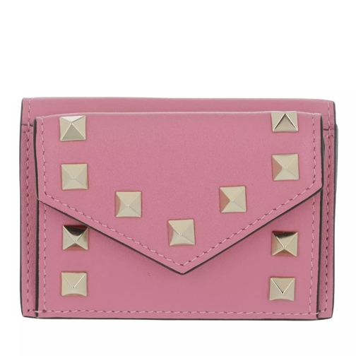 Valentino Garavani Rockstud Wallet Leather Dawn Pink Portefeuille à trois volets