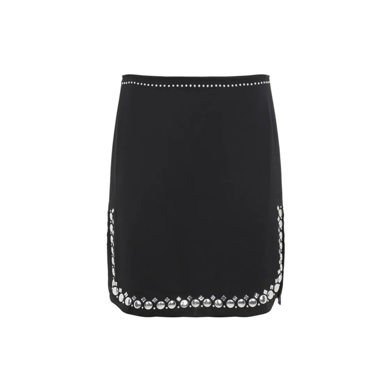 Paco Rabanne Minirock Mini Skirt With Decorative Studded Hem And Silhoue Black