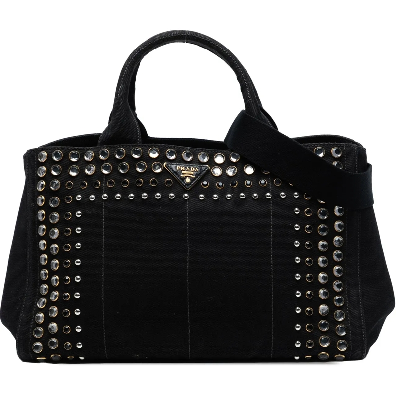 Prada Schultertasche Canvas Canapa Bijoux Satchel schwarz