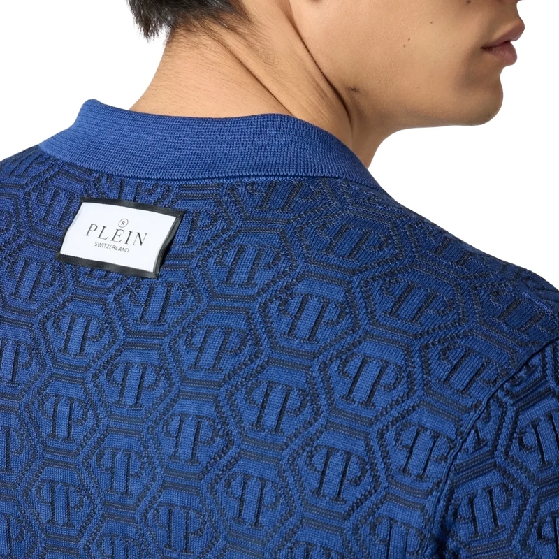 Philipp Plein Top Buttoned-Up Polo Shirt Jacquard Monogram schwarz(Image 5)