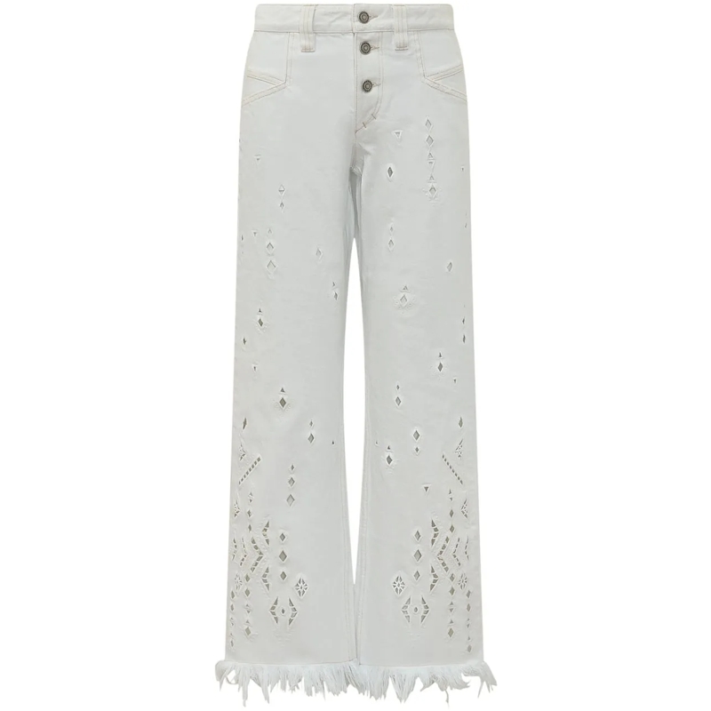 Isabel Marant Jeans Boyfriend Pantaloni con Tasche e Passanti weiß